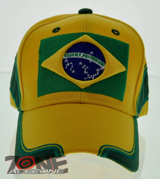 NEW! BRAZIL BIG FLAG CAP HAT YELLOW
