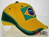NEW! BRAZIL BIG FLAG CAP HAT YELLOW
