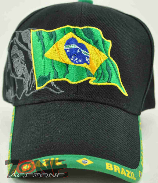 NEW! BRAZIL FLAG CAP HAT BLACK