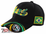 NEW! BRAZIL SIDE FLAG WORLD CUP BALL CAP HAT BLACK