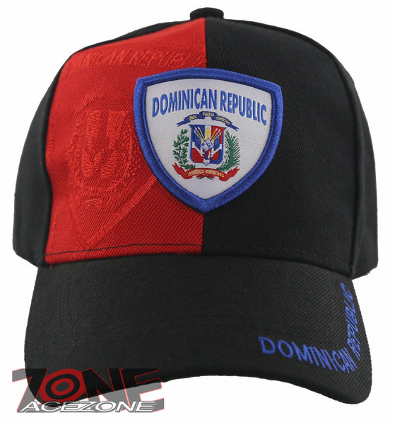 NEW! DOMINICAN REPUBLIC FLAG BALL CAP HAT BLACK