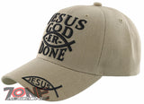 NEW! JESUS GOD ER DONE JESUS FISH CHRISTIAN BALL CAP HAT TAN