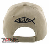 NEW! JESUS GOD ER DONE JESUS FISH CHRISTIAN BALL CAP HAT TAN