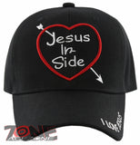 NEW! JESUS IN SIDE HEART I LOVE JESUS CHRISTIAN BALL CAP HAT BLACK