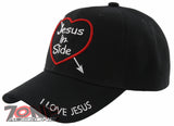 NEW! JESUS IN SIDE HEART I LOVE JESUS CHRISTIAN BALL CAP HAT BLACK