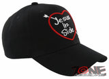 NEW! JESUS IN SIDE HEART I LOVE JESUS CHRISTIAN BALL CAP HAT BLACK