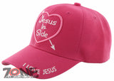 NEW! JESUS IN SIDE HEART I LOVE JESUS CHRISTIAN BALL CAP HAT HOT PINK
