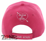 NEW! JESUS IN SIDE HEART I LOVE JESUS CHRISTIAN BALL CAP HAT HOT PINK