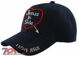 NEW! JESUS IN SIDE HEART I LOVE JESUS CHRISTIAN BALL CAP HAT NAVY