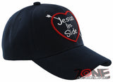 NEW! JESUS IN SIDE HEART I LOVE JESUS CHRISTIAN BALL CAP HAT NAVY