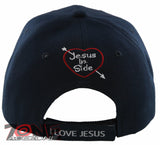 NEW! JESUS IN SIDE HEART I LOVE JESUS CHRISTIAN BALL CAP HAT NAVY