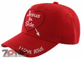 NEW! JESUS IN SIDE HEART I LOVE JESUS CHRISTIAN BALL CAP HAT RED