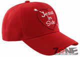 NEW! JESUS IN SIDE HEART I LOVE JESUS CHRISTIAN BALL CAP HAT RED
