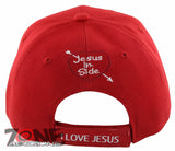 NEW! JESUS IN SIDE HEART I LOVE JESUS CHRISTIAN BALL CAP HAT RED