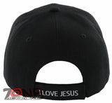 NEW! JOHN 3:16 I LOVE JESUS CHRISTIAN BALL CAP HAT BLACK