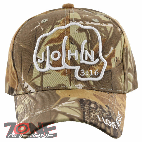 NEW! JOHN 3:16 I LOVE JESUS CHRISTIAN BALL CAP HAT CAMO