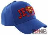 NEW! SUPER JESUS MY HERO CHRISTIAN BALL CAP HAT ROYAL BLUE