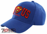 NEW! SUPER JESUS MY HERO CHRISTIAN BALL CAP HAT ROYAL BLUE