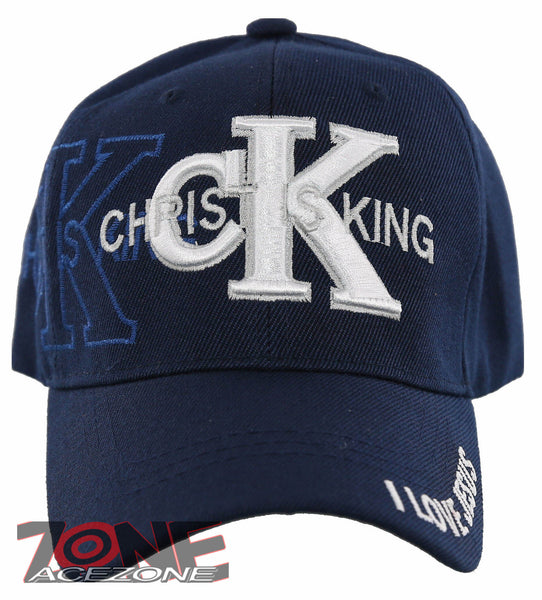 NEW! CHRIST IS KING CK I LOVE JESUS CHRISTIAN BALL CAP HAT NAVY