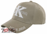 NEW! CHRIST IS KING CK I LOVE JESUS CHRISTIAN BALL CAP HAT TAN
