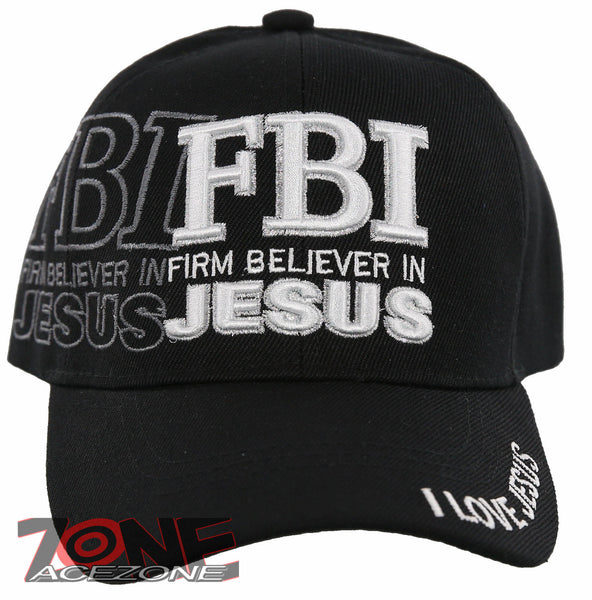NEW! FBI FIRM BELIEVER IN JESUS I LOVE JESUS CHRISTIAN BALL CAP HAT