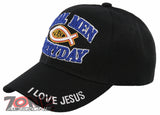 NEW! REAL MEN PRAY EVERYDAY I LOVE JESUS CHRISTIAN BALL CAP HAT BLACK