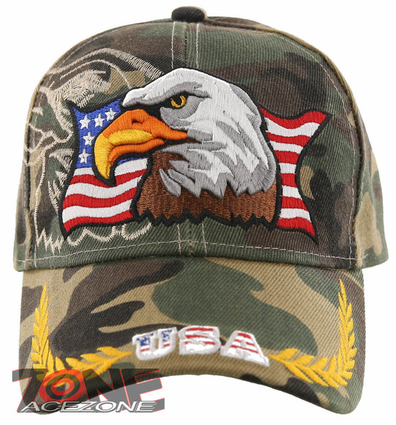 NEW! EAGLE USA LEAF FLAG BASEBALL CAP HAT CAMO