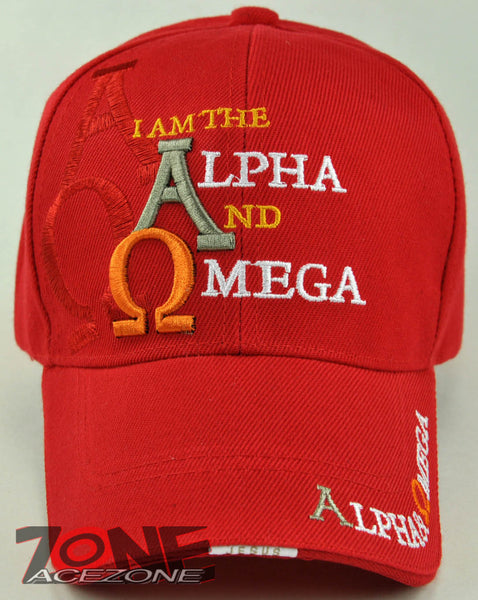 I AM THE ALPHA AND OMEGA JESUS CHRISTIAN BALL CAP HAT RED