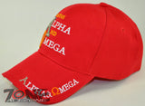 I AM THE ALPHA AND OMEGA JESUS CHRISTIAN BALL CAP HAT RED
