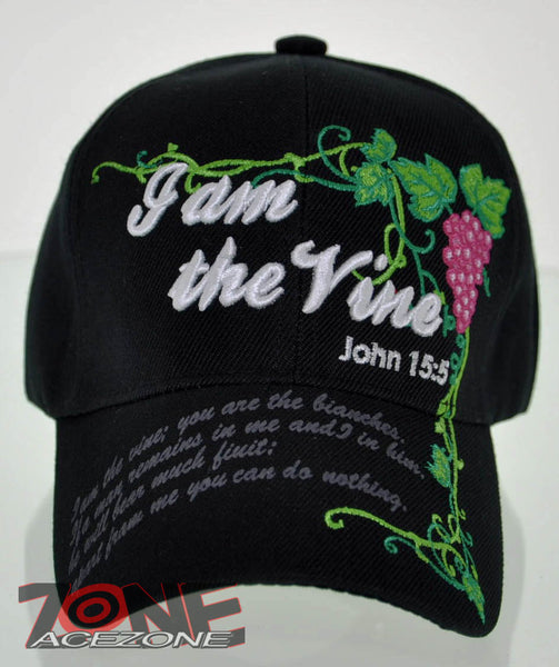 I AM THE TRUE VINE JOHN 15:1 JESUS CHRISTIAN BALL CAP HAT N1 BLACK