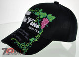 I AM THE TRUE VINE JOHN 15:1 JESUS CHRISTIAN BALL CAP HAT N1 BLACK