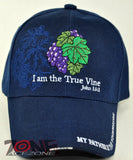 I AM THE TRUE VINE JOHN 15:1 JESUS CHRISTIAN BALL CAP HAT NAVY