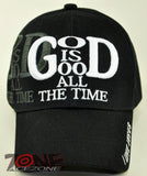GOD IS GOOD ALL THE TIME I LOVE JESUS CHRISTIAN BALL CAP HAT BLACK