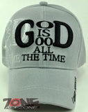 GOD IS GOOD ALL THE TIME I LOVE JESUS CHRISTIAN BALL CAP HAT GRAY