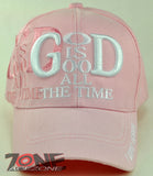 GOD IS GOOD ALL THE TIME I LOVE JESUS CHRISTIAN BALL CAP HAT PINK