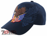 NEW! EAGLE USA DOUBLE FLAG BASEBALL CAP HAT NAVY