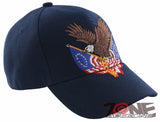 NEW! EAGLE USA DOUBLE FLAG BASEBALL CAP HAT NAVY