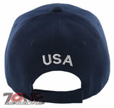 NEW! EAGLE USA DOUBLE FLAG BASEBALL CAP HAT NAVY