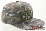 NEW! FLAT BILL USA LETTER SNAPBACK BALL CAP HAT ACU CAMO