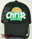 CHRIST JOHN 4:14 JESUS CHRISTIAN BALL CAP HAT BLACK