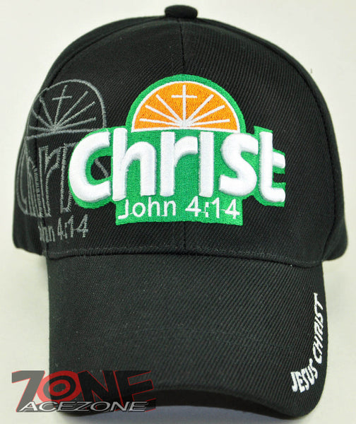 CHRIST JOHN 4:14 JESUS CHRISTIAN BALL CAP HAT BLACK