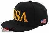 NEW! FLAT BILL USA LETTER SNAPBACK BALL CAP HAT BLACK