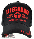 LIFEGUARD MATTHEW 14:25-99 I LOVE JESUS CHRISTIAN BALL CAP HAT BLACK