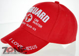 LIFEGUARD MATTHEW 14:25-99 I LOVE JESUS CHRISTIAN BALL CAP HAT RED