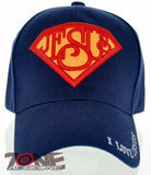 SUPER JESUS I LOVE JESUS CHRISTIAN BALL CAP HAT NAVY