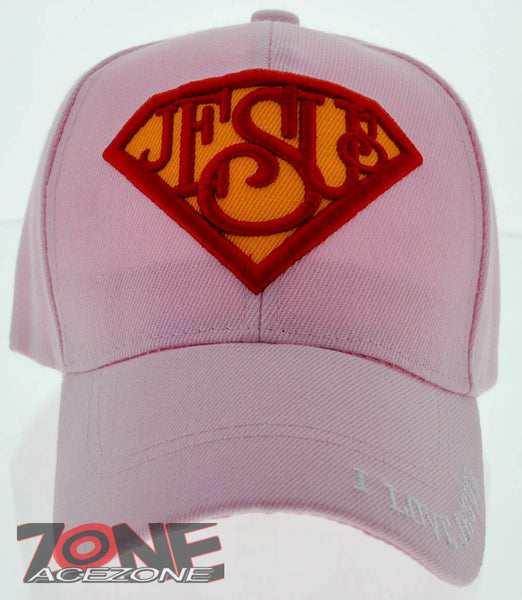 SUPER JESUS I LOVE JESUS CHRISTIAN BALL CAP HAT PINK