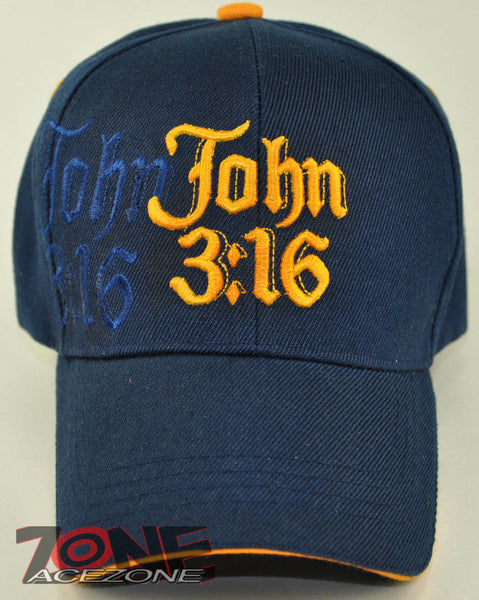 JOHN 3:16 GOD SO LOVED THE WORLD JESUS CHRISTIAN BALL CAP HAT NAVY