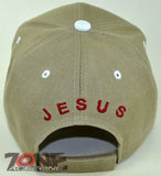 JOHN 3:16 GOD SO LOVED THE WORLD JESUS CHRISTIAN BALL CAP HAT TAN