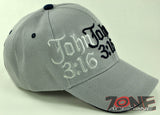 JOHN 3:16 GOD SO LOVED THE WORLD JESUS CHRISTIAN BALL CAP HAT GRAY