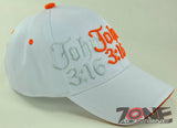 JOHN 3:16 GOD SO LOVED THE WORLD JESUS CHRISTIAN BALL CAP HAT WHITE